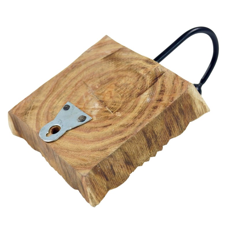 GURU SHOP Indian Wall Hook Ornament - Flower, Brown, Wood,
