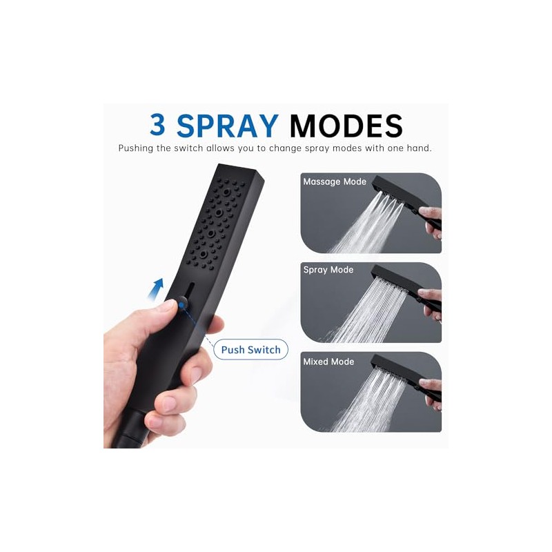 G-Promise All Metal Handheld Shower Set with 3-Function Showerwand, included