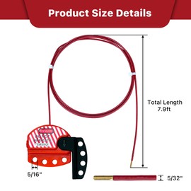 TAEGIQI 2 Pack Lockout Tagout Cable Lock,7.9ft Adjustable Cable Lock,Steel Cable Lock with Vinyl Coating,Loto Cable for Lock Out Tag Out,OSHA Compliant