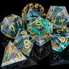 Resin Sharp Edge Dice ARUOHHA Green DND Dice Set, 7PCS