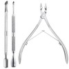 3 PCS Cuticle Nippers Pusher, Professional Stainless Steel Cuticle Clipper