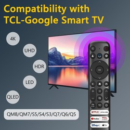 Replacement Remote Control for TCL-Google-Smart TV，for TCL 4K UHD HDR LED QLED Series TVs