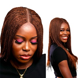 WOW BRAIDS Twisted Wigs, Micro Million Twist Wig - Color 30 - 18 Inches. Synthetic Hand Braided Wigs for Black Women.