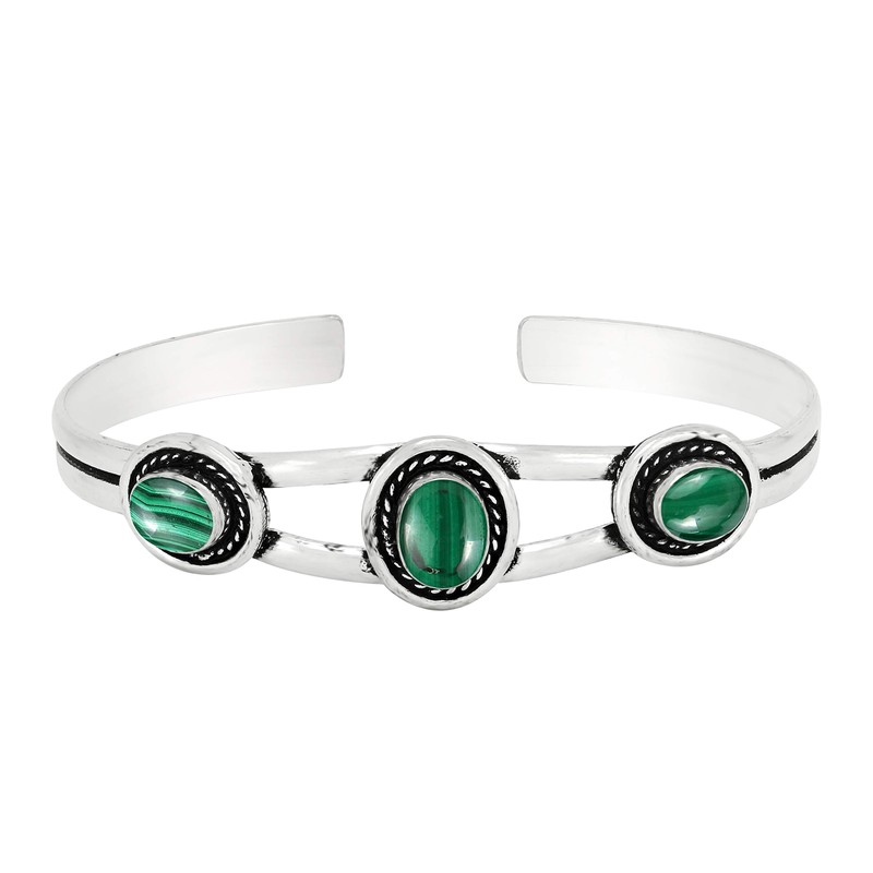 5.45ctw,Genuine Malachite & 925 Silver Plated Dangle Earrings Made By