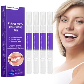 Landrain Pack of 4 Tooth Whitening Pen, Teeth Whitening Pen, Teeth Whitening, Purple Teeth Whitening Pen, Quick Removal of All Stains