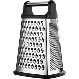 Professional Cheese Grater - Stainless Steel, 4 Sides - Ideal for Parmesan Cheese, Vegetables, Ginger - Dishwasher Safe - Black