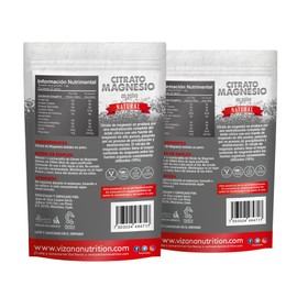 VIZANA NUTRITION | Citrato de Magnesio en Polvo (Trimagnesio Citrato Anhidro) 200g por Pack, (Pack-2 Bolsas de 100g)