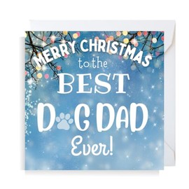 Second Ave Best Dog Dad Square Christmas Xmas Holiday Festive Greetings Card