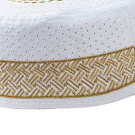 MYhose Mens Muslim Prayer Kufi Hat Vintage Embroidery Islamic Arab Headwear Bonnet Cap Muslim Hat Coffee Size 57