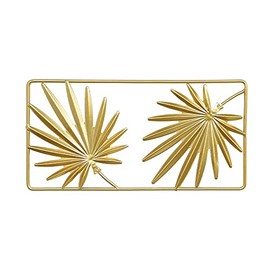 Hosoncovy Iron Leaf Metal Wall Art Home Decoration Metal Wall Hanging Decoration Wall Hanging Sculpture Wall Ornament Wall Picture for Home Living Room Bedroom (Palm Leaf, Rectangular)