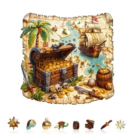 SECOGM Wooden Puzzles for Adults - 200 Pieces Treasure Voyage Wooden Puzzle - Unique Animal Shape Wood Cut Puzzles - Eco-Friendly Home Office Decor (M-11.4 * 11.6in)