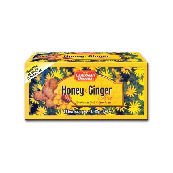 Caribbean Dreams Honey & Ginger Tea, 24 Tea Bags Per Box (Pack of 3)