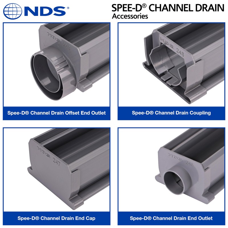 NDS 249 Spee-D Channel Drain Offset End Outlet, Connects NDS