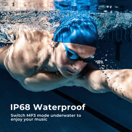 Bone Conduction Headphones Swimming Headphones, IP68 Waterproof Wireless Headset Bluetooth v5.3, Built-in 32G with MP3 Player, Open Ear Sports Earphones for Swimming, Sports, Running