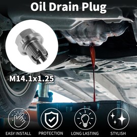 X AUTOHAUX M14.1x1.25 Oil Drain Plug Stainless Steel Oil Pan Drain Bolt Screw Thread Repair 1 x Drain Plug 1 x Hex Wrench 2 x Green Washers 1 x Black Washer