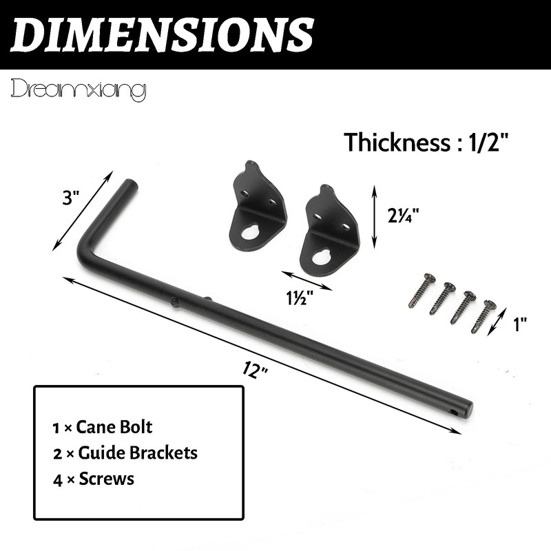 12" Heavy Duty Cane Bolt Gate Drop Rod Hardware Ground