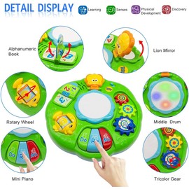Baby Toys Musical Learning Table 12x12x7inch Music Activity Center Table Toys for Infant Babies Toddler Kids Boys Girls
