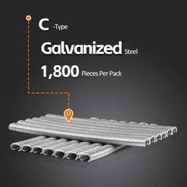 KAMSIN C1214 Galvanized Hog Ring Staples,11/32"(8.8mm) Inner Crown, 1,800 PCS/Pack, 7/16”(11.4mm) Outside Crown, C Ring Staples for Pneumatic Hog Ring Gun Air C Ring Gun