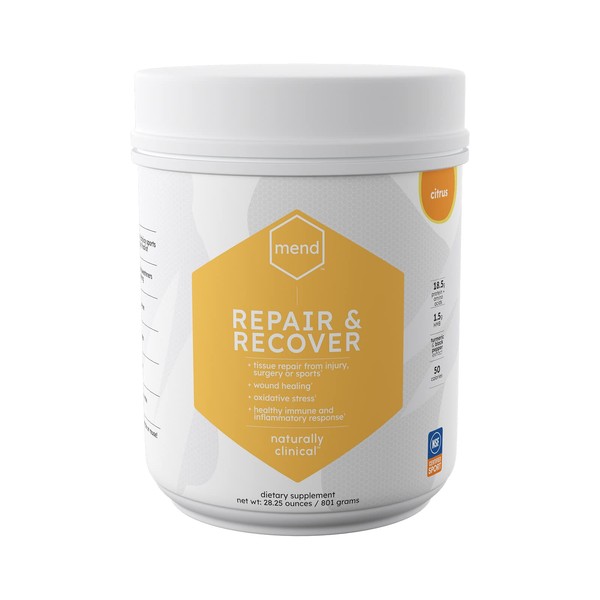 MEND Repair & Recover - Joint, Wound and Bone Fracture Healing Supplement, Injury and Surgery Recovery Natural, Non-GMO - Citrus Protein Powder, 30 Servings