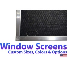 Window Screen Pre-Framed, Ready to Hang - Home Replacement Window Screens - Custom Sizes, Colors & Options - Frame Color: (Mill/Silver), Material Type: (Fiberglass Screen - Black)