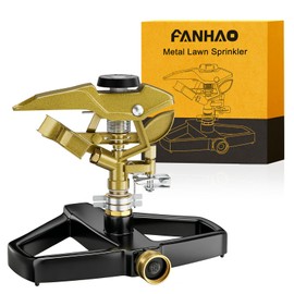 FANHAO Heavy Duty Pulsating Impact Sprinkler with Metal Base, 100% Metal 360° Adjustable Garden Sprinkler, Covers Up to 5,800 sq Ft, Large Coverage Lawn Sprinkler System for Garden, Yard, Flower Bed