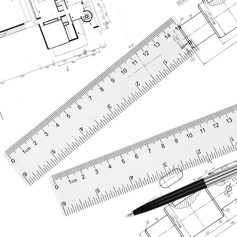 Unjoo Clear Plastic Ruler 6 Inch Straight Rulers, Shatterproof Ruler