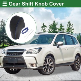 Motoforti Anti-Slip Gear Shift Knob Cover Car Stick Shifting Handle Protector for Subaru Forester 2014-2017 Black Blue Faux Leather