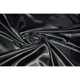 100% Polyester/Poly Silk Premium Silky Satin Fabric, Dressmaking, Wedding, Prom - Dress Craft Fabric Material 58" - 150 cm Wide Sold As 1 Meter Pre - Cut Lengths (Black, 1 Meter)