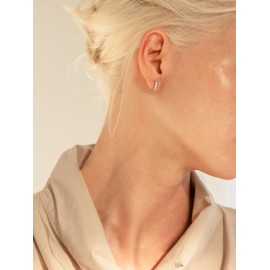 Moissanite White Gold Plated Silver 15mm Cute Small Huggie Tiny Hoop Earrings for Women