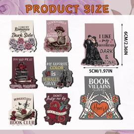 Wxiben Dark Romance Magnetic Bookmark - 8 PCS Gothic Magnetic Bookmarks Skeleton Flower Book Mark Magnets Romantasy Page Marker Clip Gift for for Women Girls Dark Romance Reader Students Teachers
