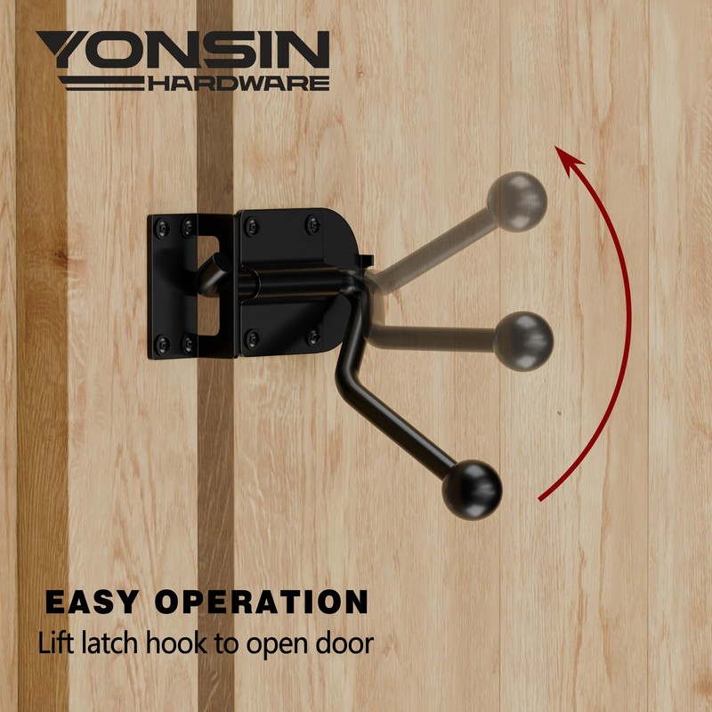YONSIN Slide Bolt Gate Latch with Hook Heavy Duty, Sliding