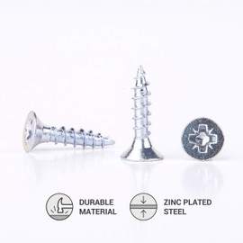(Pack of 1000 pcs) Zinc Plated Steel Wood Screws 3.5 x 16 mm, Pozi-Drive Head Screws, Fasteners, Countersunk, Chipboard Screws (1000)