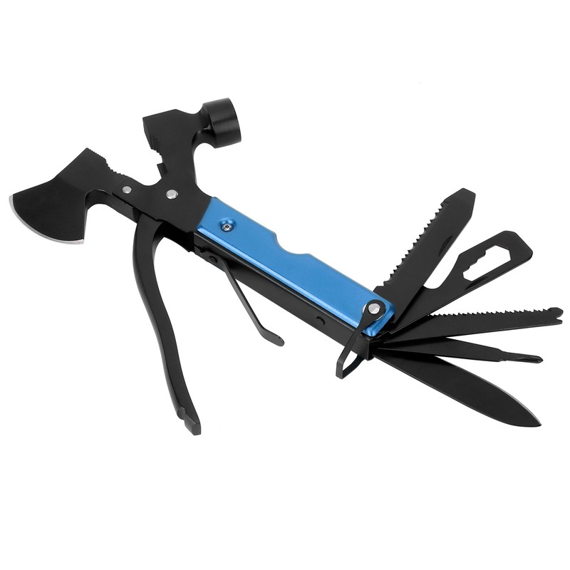 15In1 Axe Hammer MultiFunctional Camping Survival Screwdrivers Pliers Bottle Opener(Blue