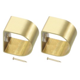 uxcell 2 Pcs Brass Furniture Foot Cover, 1.57 x 1.57 Inch D-Shaped Furniture Pads Leg Cover Gold Table Foot Cap Floor Protector for Chair, Table, Sofa, Bed