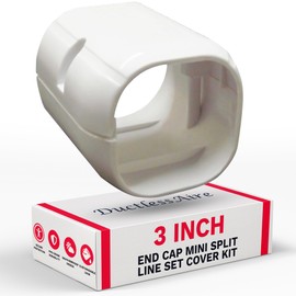 DuctlessAire Mini Split Line Set Cover - Lineset Covers for Mini Split Condenser, Central Air Systems, HVAC, Heat Pumps and More - AC Unit Cord Protector - Air Conditioner Accessories (3" End Cap)
