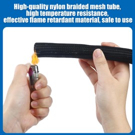 Pangda 50ft Split Wire Loom Tubing Flame Retardant Braided Cable Sleeve Split High Temperature Cable Conduit Auto Wire Conduit for Industrial Electrical Tinsel Automotive Marine (100 Ft, 1/2")