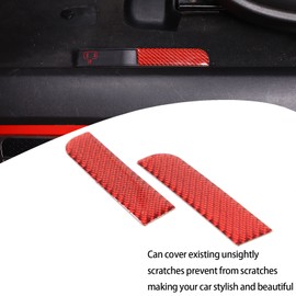Lcojicep Car Inner Emergency Door Lock Switch Sticker Compatible with Corvette C6 Z06 ZR1 2005-2013,Soft Real Carbon Fiber Forced Door Opening Switch Cover Sticker Interior Accessories (Red）