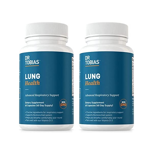 Dr. Tobias Lung Health, Lung Support Supplement, Lung Cleanse & Detox Formula Includes Vitamin C to Support Bronchial and Respiratory System, 60ct x2pack