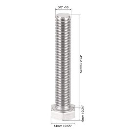 sourcing map Hexagonal Screw 304 Stainless Steel Mounting Screw 3/8-16 x 2-1/4 Inch DE de Pack of 5