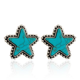 Western Outfit for Women Silver Star Western Earrings Turquoise Earrings for Women Dangle Boho Jewelry Gifts Westerns Dress