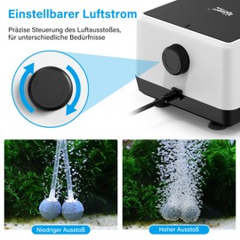 hygger Aquarium Oxygen Pump Set, Quiet Aquarium Air Pump, 10 W, Adjustable Oxygen Pump, Very Quiet ≤ 35 dB, 2 Air Outlets 840 L/H, Oxygen Air Pump for Aquariums up to 2271 L with All Accessories