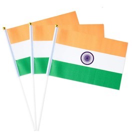 India Flag Indian Flag, Small Mini Handheld India Flags on Stick, Ideal for Party Parades Sports Events Patriotic Festival Decorations