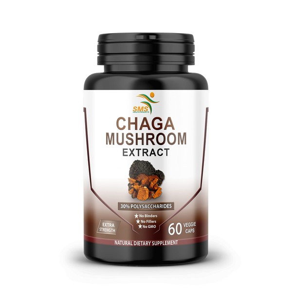 Chaga Mushroom Capsules 30% Polysaccharides - Organic Mushroom Supplement with