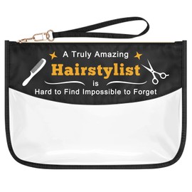 Hairdresser Hair Stylist Gift Clear Makeup Bag Hairstylist Appreciation Gifts Hair Dresser Hairdresser Inspirational Gift PVC Cosmetic Bags Cosmetology Graduation Gift Oxford Cloth Zipper Travel Pouch