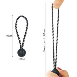 LOOGI Bungee Cord with Balls, 30Pcs 4 Inch Black Bungee Ball Cords, Heavy Duty Tarp Bungees Ties Elastic Tie Down Straps for Tarpaulin Tent Camping Pavilions Flag Marquee