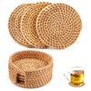 Rattan Coasters Set of 6pcs Handmade Woven Cup Coasters with