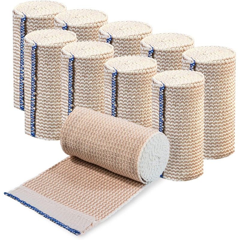 Vakly Elastic Bandage Wrap Rolls with Self-Closure [Pack of 10]