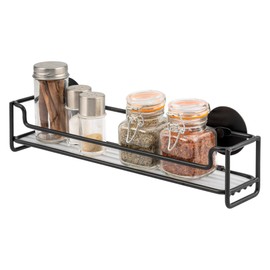 bremermann Wall Mounted Spice Rack for Gluing or Drilling Black with Fixings