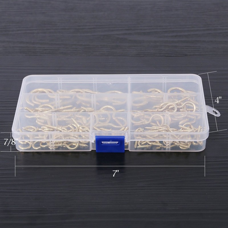 Glarks 120-Pieces 6 Size Brass Plated Screw-in Cup Hooks Lag