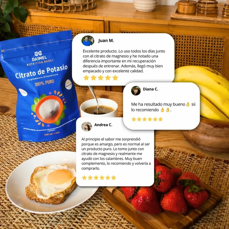 Citrato de Potasio en Polvo Daimel 1 Kg Sin Sabor